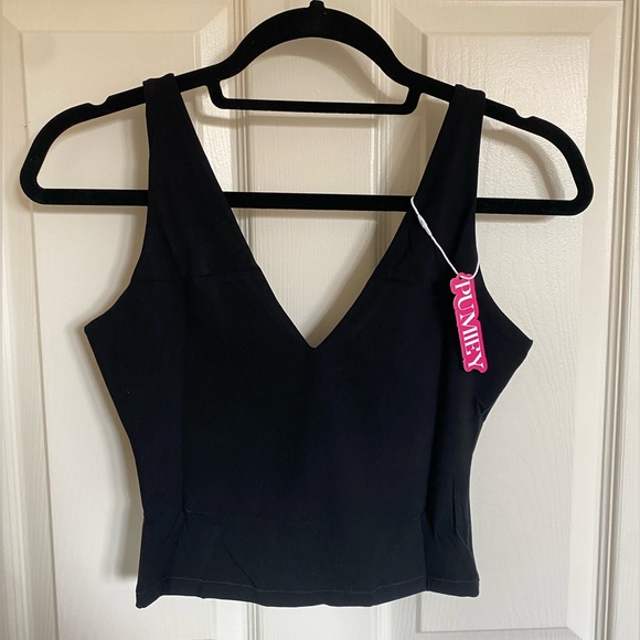 Pumiey Deep V Neck Double Lined Tank - Picture 2 of 7